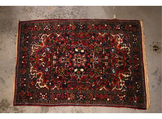 Vintage Oriental Made In Iran Hand Made Wool Rug