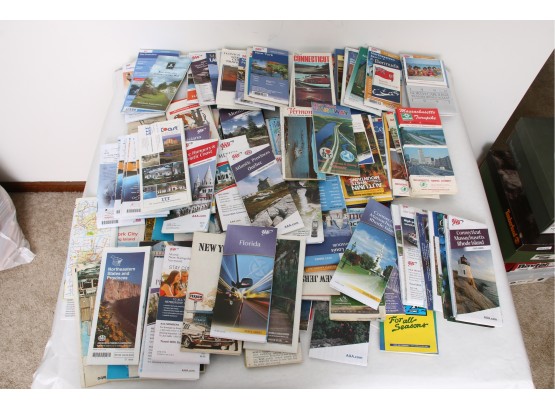 Large Group Of Automobile Travel Maps From Europe, South America & USA Dating Back To 1970's