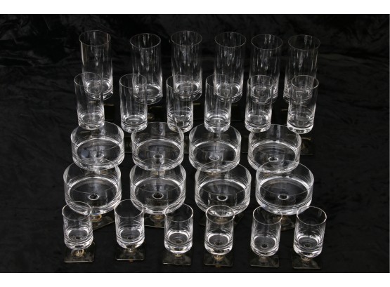 Huge Lot Of 26 Rosenthal Crystal Linear Smoke Clear Berlin Glasses, Stemware And More