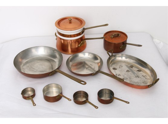 Large Group Of Vintage Copper Cookware
