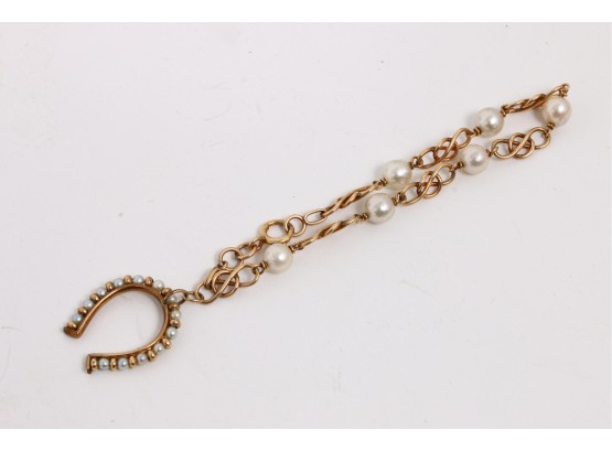 14k Gold Bracelet With Horseshoe Pendant