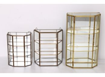 Group Of 3 Vintage Glass & Mirror Small Display Cases