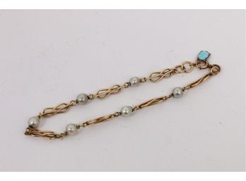 14k Gold And Pearl Bracelet