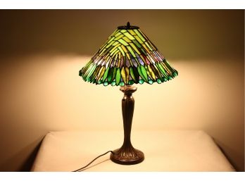 Beautiful Slag Glass Table Lamp In Tiffany Style