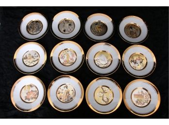 Group Of 12 The Japanese Floral Callendar Chokin Plate Collection