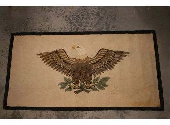 Antique Hand Made Wool Rug With Bald Eagle Design