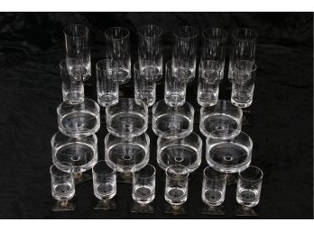 Huge Lot Of 26 Rosenthal Crystal Linear Smoke Clear Berlin Glasses, Stemware And More