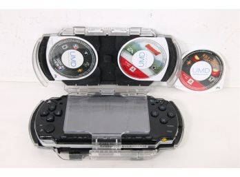 Sony PSP Play Station Portable With 4GB Memory Stick, Clear Protective Case And 3 Games