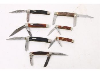 Group Of Vintage Pocket Knives Incl Ranger Ultra Honed, Anvil, Klein Tools, Schrade 340T Old Timer
