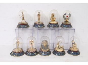 Group Of Franklin Mint Limited Edition Egyptian Figurines In Glass Domes