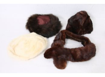 Group Of Mink And Possibly Other Fur Hats & Collar