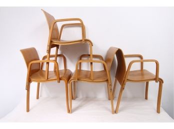 Group Of 4 Mid Century Plywood Chairs