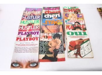 Group Of Vintage Mid 70's And 80's Adult Magazines - Hustler, Playboy, Cheri, Razzle, Chic