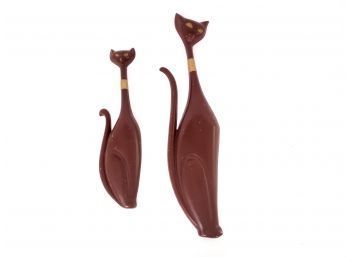 Set Of 2 Mid Century Modern Sexton Metal Siamese Cats
