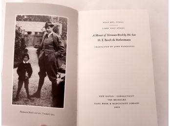 'Dear Mrs. Strigl' A Memoir Of Hermann Broch By His Son H.f. De Rothermann Book