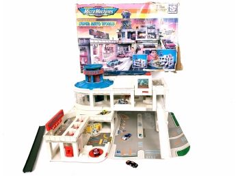 Vintage Micro Machines Super Auto World Toy Playset With Cars