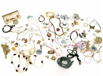 Mixed Costume Jewelry Lot, 10 KT GF, Antique, Swank, Van Dell, Enamel And More