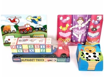 New Melissa And Doug Alphabet Truck Blocks Toy And Puzzle
