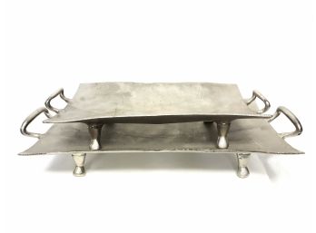 Pair Of Modern Decorative Metal Handled Trays