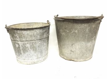 2 Vintage Galvanized Buckets