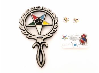 Masonic Order Of The Eastern Star Trivet And 3 Pins