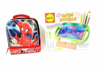 Marvel Ultimate Spider-man Insulated Lunch Box And Glow-a-doodle Drawing Set Brand New