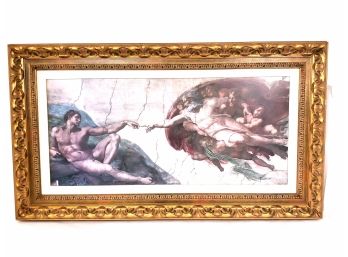 Large Framed Print Of Michelangelo's Creation Of Adam Painting