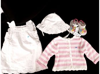 The Children's Place Full Dress Outfit Set Includes Dress Sweater Sandals And Hat 3-6 Months New With Tags