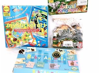 All New Sealed Kids Toys, Alex Sticker Art, Eeboo Match Game And Toy Animal Figures