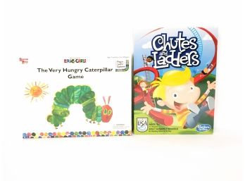 2 Children's Board Games The Very Hungry Caterpillar And Chutes And Ladders New In Box