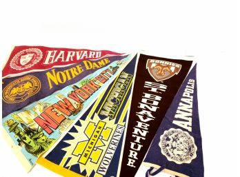 Lot Of 6 Vintage Felt Pennant Banners Including Harvard And New York City