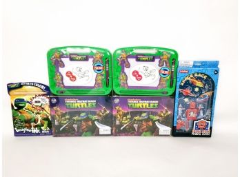 Lot Of 2 Teenage Mutant Ninja Turtles Magnadoodles With Book TMNT Coloring Book And Space Race Pinball Game
