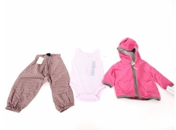 Baby Gap Baby Girl Onsie And Pants Set And Carters Zip Up Hooded Sweatshirt All New With Tags Size