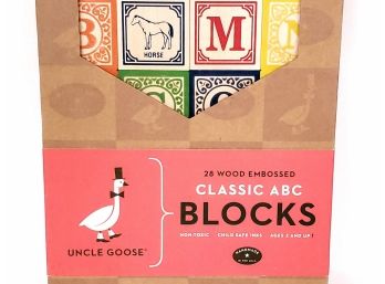 New Sealed Uncle Goose Embossed Wooden Alphabet Blocks Toys
