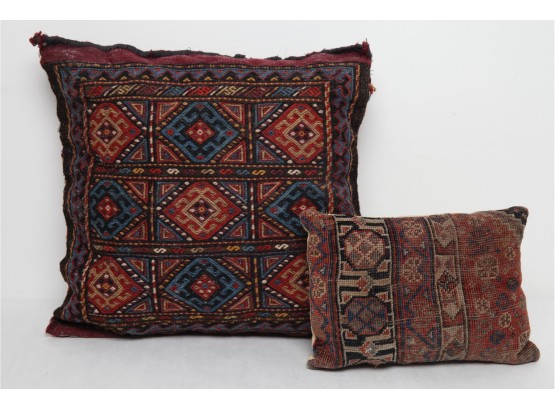 2 Antique Persian Rug Throw Pillows