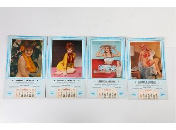 Four PeekABoo Advertising PinUp Girl Calendars CT 1966