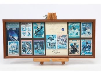 Group Of NY Giants Signed Football Cards In Frame