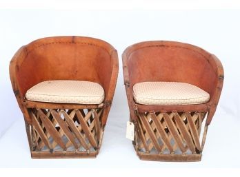 Pair Of Antique Adirondack Leather Chairs