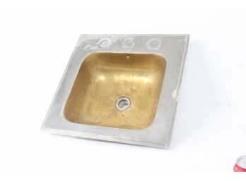 Vintage Designer Brass And Stainless Sink Measures 18'X18'
