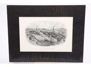 Circa 1850's Etching Of Holmes, Booth And Haydens Company, Waterbury, Conn