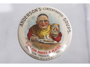RARE 1860's Anderson's Soups (predecessor To Campbell Soups) Advertising Mirror Top