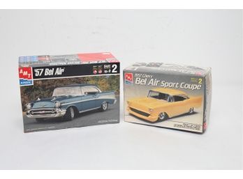 AMT 1957 Yellow Bel Air Sport Coupe & '57 Bel Air Model Cars ~ Open Box