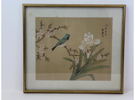 Chinese Bird And Flower Hand-painted On Silk