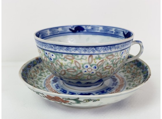 Antique East Asian Teacup And Saucer