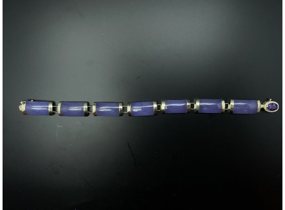 Lavender Jade And 14k Link Bracelet