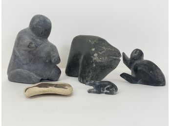 5 Pieces Inuit Native American Stone Carvings