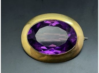 Antique Gold And Amethyst Brooch, Circa 1900