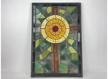 Large Ceramic Tile Composition Cross And Sun By Woodbury Artist Dan Rossiter