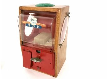 Antique 1 Cent Victor Vending Machine Chicle Treets Chiclets Bubble Gum