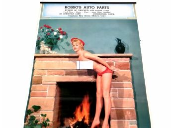 1960s Auto Parts Garage Pin Up Girl Calendar, Warming Up